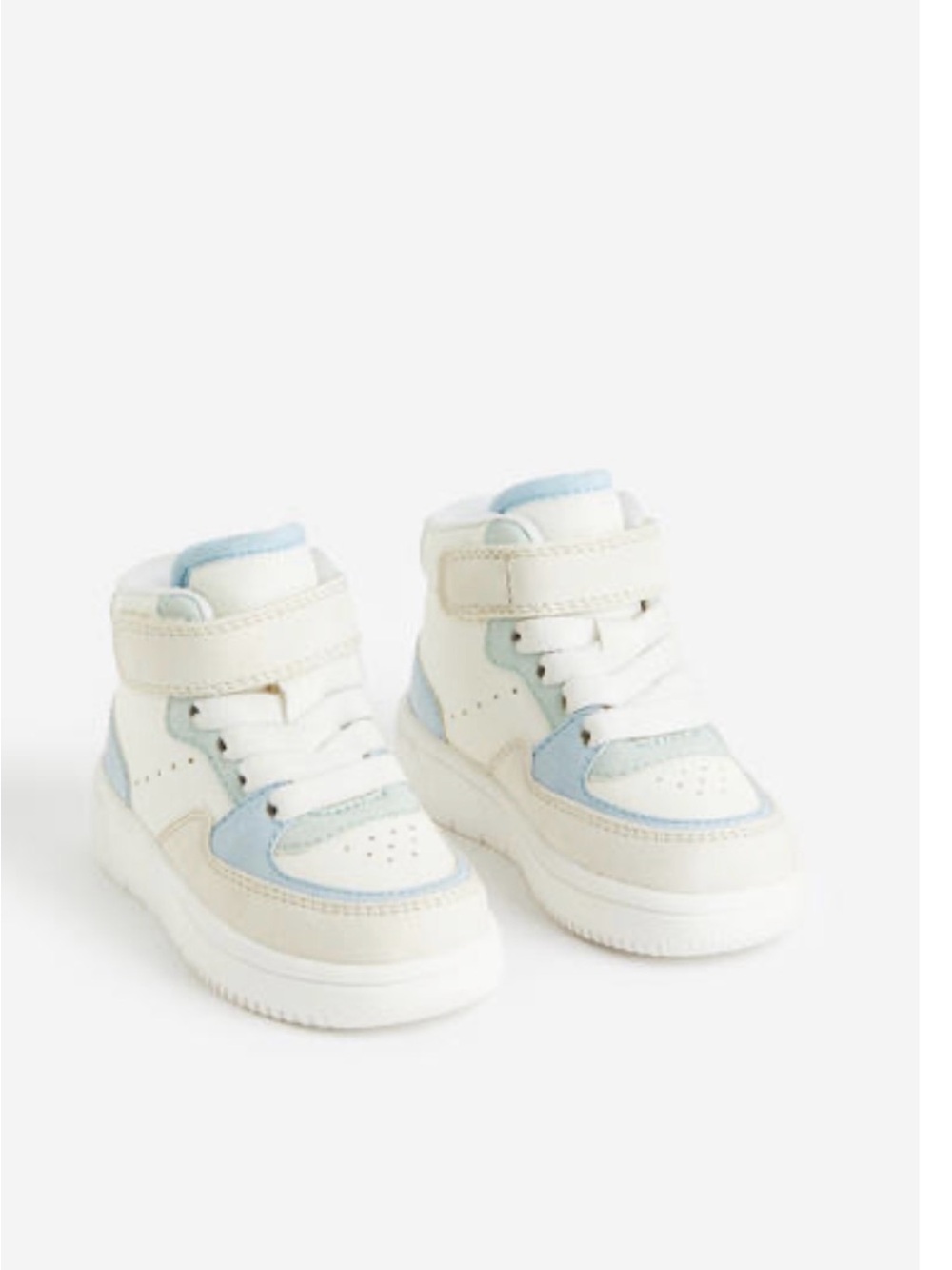 Kids High-Top Sneakers in White and Light Blue